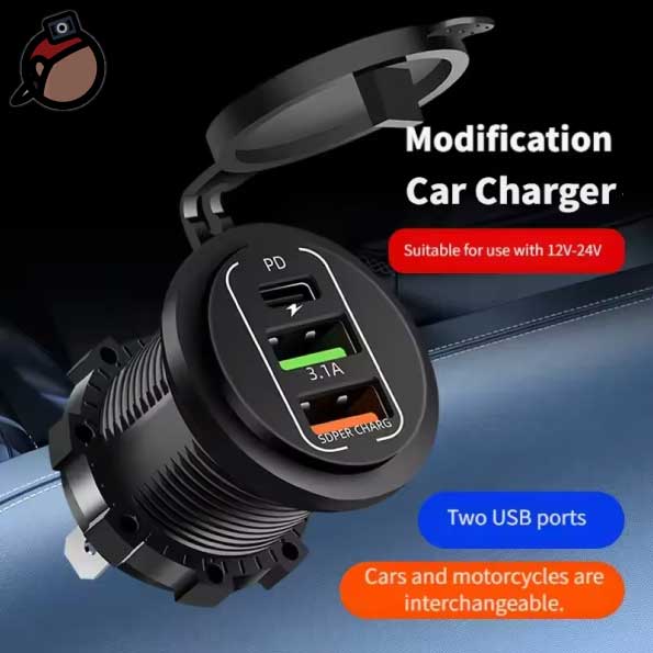 バイク用 3ポートUSB充電器